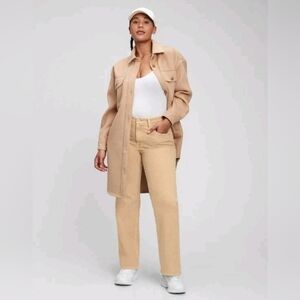 GAP 90's Mid Rise Loose Straight Stretch Jeans Tan Plus Size 35/20 RT$80 NWT